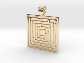 Square maze [pendant] in 14k Gold Plated Brass