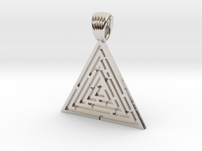 Triangle maze [pendant] in Rhodium Plated Brass
