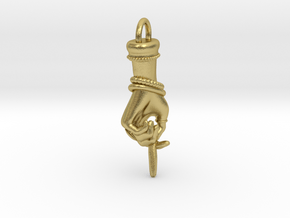 Jeweled Hand Charm and Pendant in Natural Brass