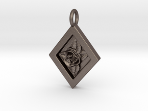 Diamond rose pendant  in Polished Bronzed-Silver Steel