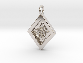 Diamond rose pendant  in Rhodium Plated Brass