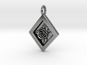 Diamond rose pendant  in Antique Silver