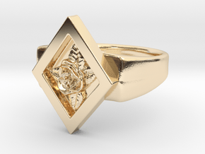Diamond rose signet ring in 14k Gold Plated Brass