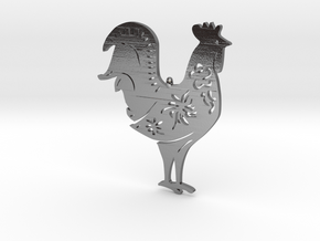 Chinese zodiac ROOSTER sign pendant in Polished Silver
