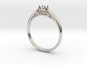 Filigree engagement ring  in Rhodium Plated Brass