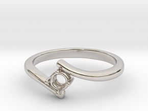 Single stone engagement ring  in Rhodium Plated Brass