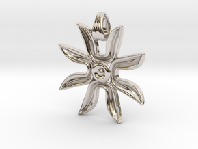 Flower power ! [pendant] in Rhodium Plated Brass