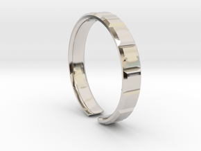 Tile square ring [openring] in Rhodium Plated Brass