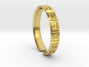 Double squared ring [openring] in Polished Brass