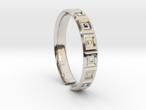Double squared ring [openring] in Rhodium Plated Brass