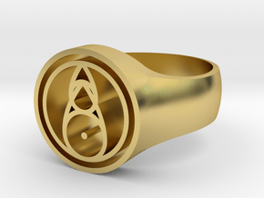 Owl House Fire Glyph Ring (Large) in Polished Brass: 5 / 49