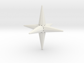 01. Tetradyakis Hexahedron - 1 inch V1 in White Natural Versatile Plastic