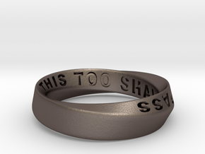 THIS TOO SHALL PASS MOBIUS RING LARGER SIZE 6mm in Polished Bronzed Silver Steel: 9.75 / 60.875