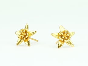 Columbine Flower Earrings in 18k Gold
