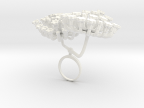 Ring with two large flowers of the Fennel R in White Processed Versatile Plastic: 7.25 / 54.625