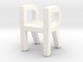 Two way letter pendant - HR RH in White Processed Versatile Plastic