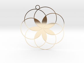 Circle Flower Pendant with Filled Petals in 14K Yellow Gold