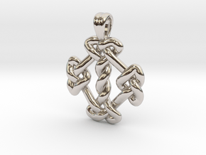 Square knot [pendant] in Rhodium Plated Brass