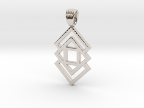 Triple square [pendant] in Rhodium Plated Brass