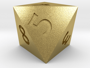8 sided dice (d8) 30mm dice in Natural Brass