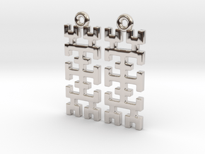 Hilbert curve [Earrings] in Rhodium Plated Brass