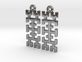 Hilbert curve [Earrings] in Polished Silver