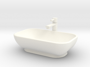 Bath Sink with tap in 1:12 and 1:24 in White Processed Versatile Plastic: 1:24