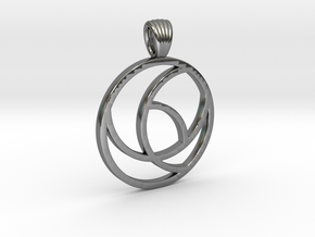 Circle flower [Pendant] in Polished Silver