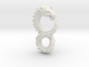 Ouroboros Pendant (Altered Carbon) in White Premium Versatile Plastic