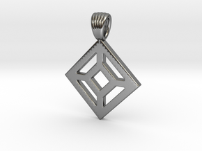 Square in square [Pendant] in Polished Silver