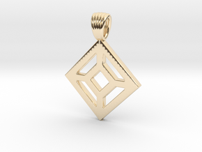 Square in square [Pendant] in 14k Gold Plated Brass