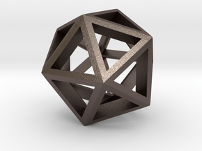 Icosahedron-1inch in Polished Bronzed-Silver Steel