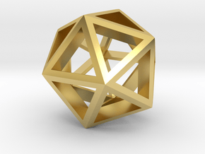 Icosahedron-1inch in Polished Brass