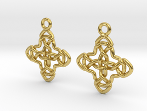 Double celtic cross [Earrings] in Polished Brass