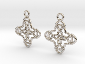 Double celtic cross [Earrings] in Platinum