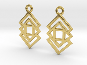 Triple square [Earrings] in Polished Brass