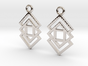 Triple square [Earrings] in Rhodium Plated Brass