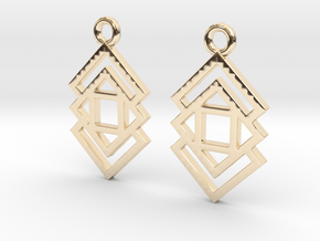 Triple square [Earrings] in 14k Gold Plated Brass