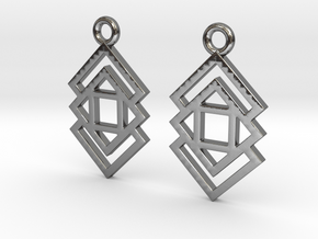 Triple square [Earrings] in Polished Silver
