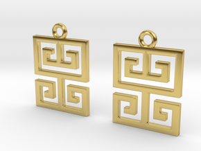 Greek shape [Earrings] in Polished Brass