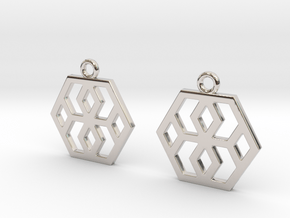 Hexagons [Earrings] in Rhodium Plated Brass