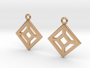 Square in square [Earrings] in Polished Bronze