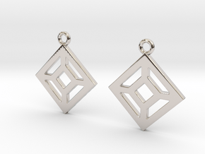 Square in square [Earrings] in Rhodium Plated Brass