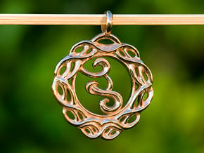 Celtic living water wellspring of life pendant. in Polished Bronze