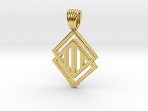 Squares'n hatches [pendant] in Polished Brass