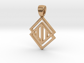 Squares'n hatches [pendant] in Polished Bronze