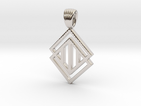 Squares'n hatches [pendant] in Rhodium Plated Brass