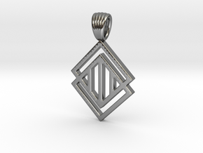 Squares'n hatches [pendant] in Polished Silver