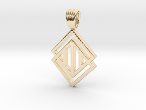 Squares'n hatches [pendant] in 14k Gold Plated Brass