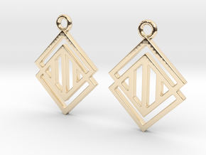 Squares'n hatches [Earrings] in 14K Yellow Gold